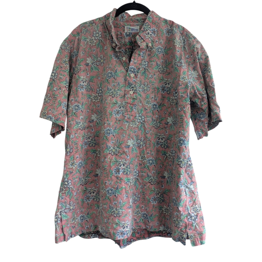 Reyn Spooner Faded Red Floral Popover Hawaiian Shirt